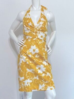 Donna Ricco Yellow & White Floral
Halter Dress Size 6